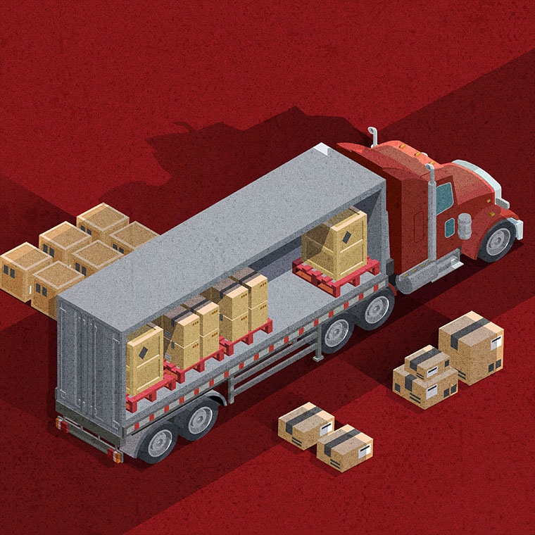 image of a red truck with inventory