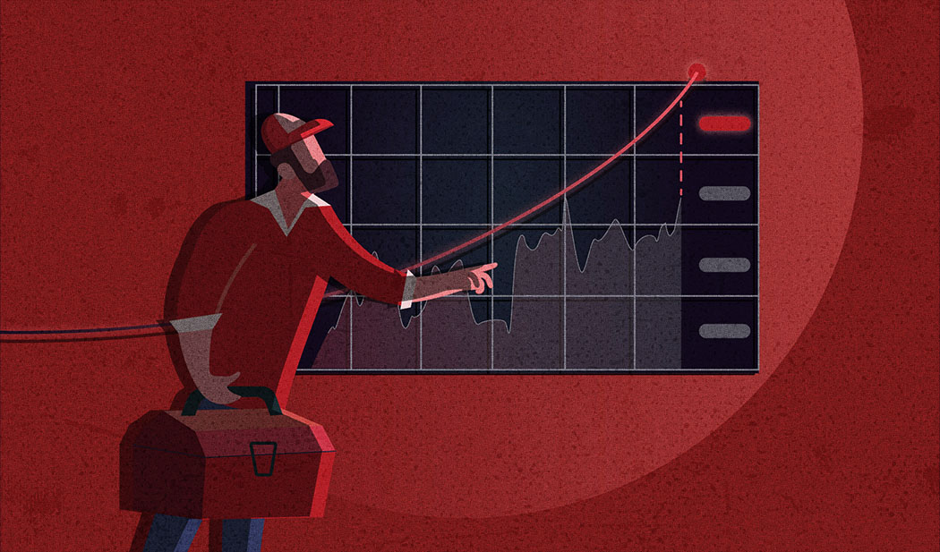 image of a man and real time report graph